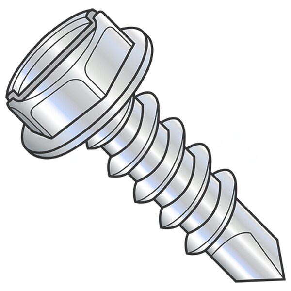 Usa Industrials Self-Drilling Screw, #14 x 1 in, Zinc Plated Steel Flange Hex Head External Hex Drive BULK-SCRW-12158 - main